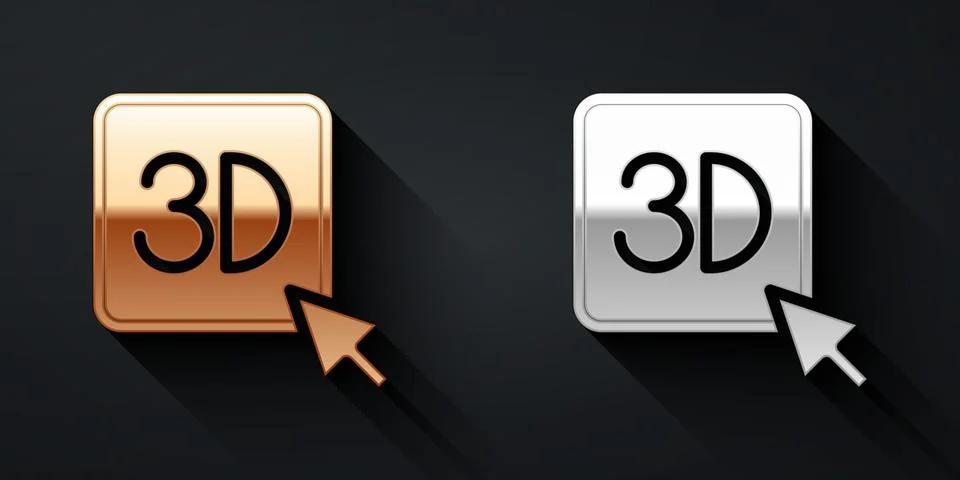 Gold and silver 3D printer icon isolated on black background. 3d printing. Lo Stock Illustration