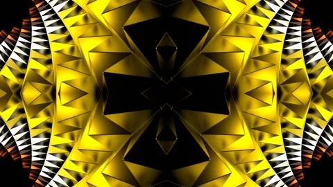 Gold and Silver and Bronze Spiny Cylindrical Kaleidoscope Background VJ Loop Stock Footage 327969692