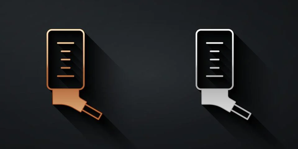 Gold and silver Automatic drinker for small pets icon isolated on black Stock Illustration