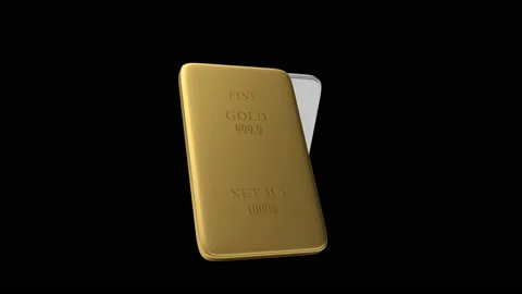 Gold and silver bars with alpha channel in 3D animation. 4K resolution Video stock 163875027
