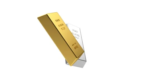 Gold and silver bars and alpha in 3D animation. 4K Stock Footage 155287871