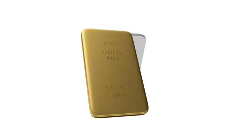 Gold and silver bars rotate on white and alpha channel in 3D animation. 4K Stock Footage 155156850