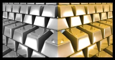 Gold and silver bars. Vector Stock Illustration