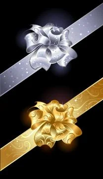 Gold and Silver bows Illustrazione stock