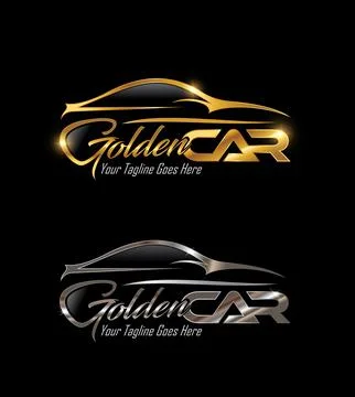Gold and Silver Car Vector Sign Stock Illustration
