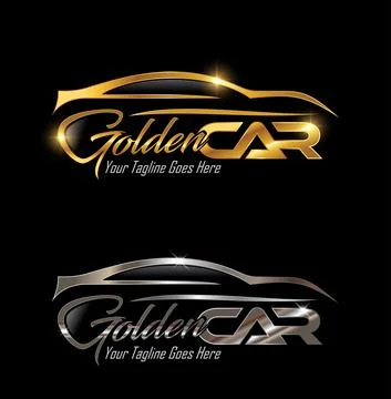 Gold and Silver Car Vector Sign Stock Illustration