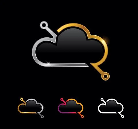 Gold and silver cloud vector sign Stock Illustration