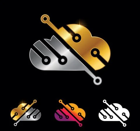 Gold and silver cloud vector sign Stock Illustration