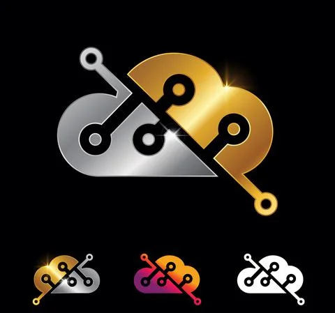 Gold and silver cloud vector sign Stock Illustration