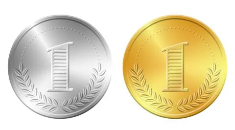 Gold and silver coins vector illustration Stock Illustration