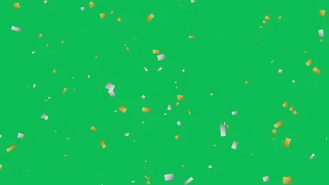 Gold and silver confetti falling on green screen background video clip cele.. Stock Footage 341012613