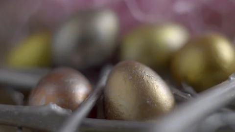 Gold and Silver Easter Eggs in Macro Stock Footage 150517248