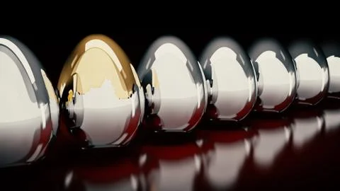 Gold and silver eggs. 3D Rendering Stock Illustration