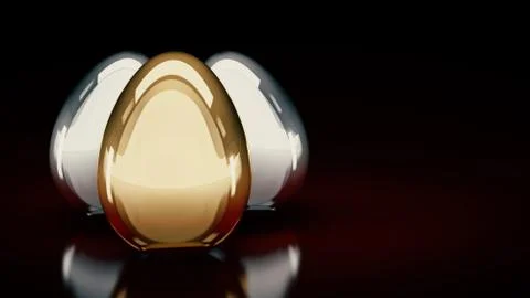 Gold and silver eggs. 3D Rendering Stock Illustration