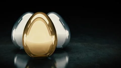 Gold and silver eggs. 3D Rendering Stock Illustration