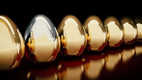 Gold and silver eggs. 3D Rendering Stock Illustration