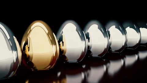 Gold and silver eggs. 3D Rendering Stock Illustration
