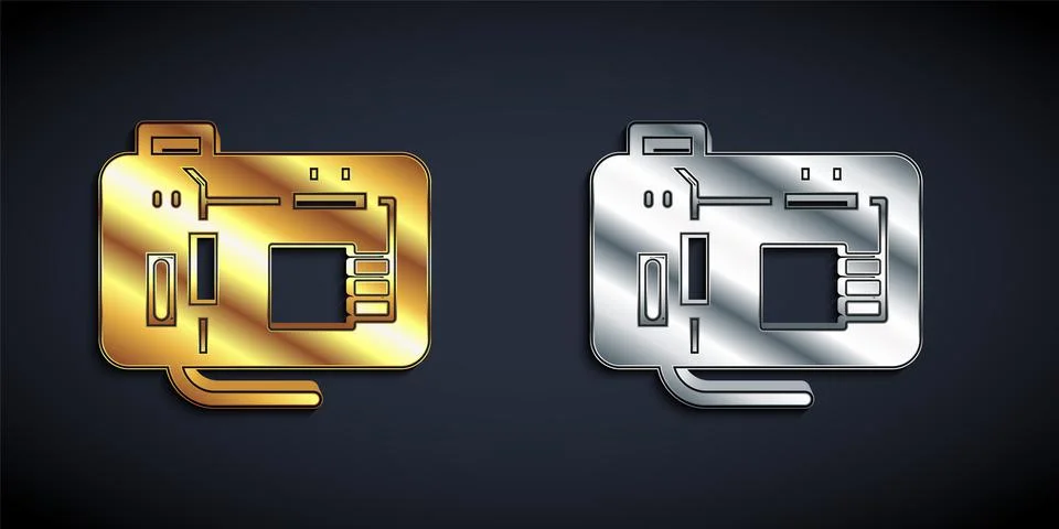 Gold and silver Electronic computer components motherboard digital chip integ Stock Illustration