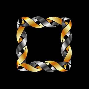 Gold and silver frame over black  Stock Illustration
