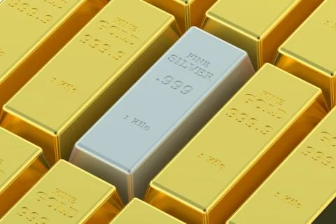 Gold and silver ingots Stock Illustration