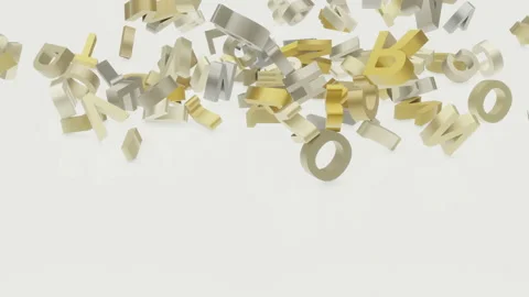 Gold and silver letters fall down. Stock Footage 119958174