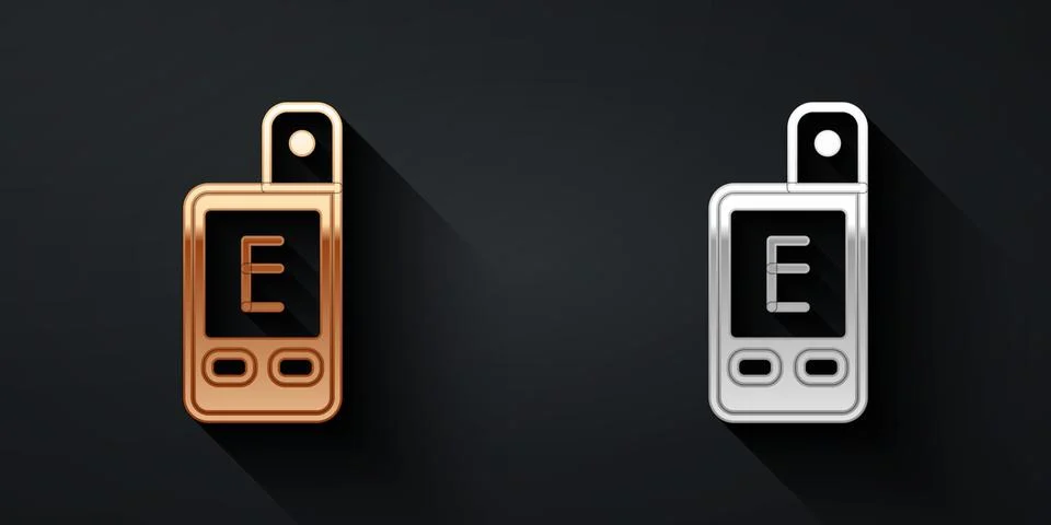 Gold and silver Light meter icon isolated on black background. Hand luxmeter. Stock Illustration