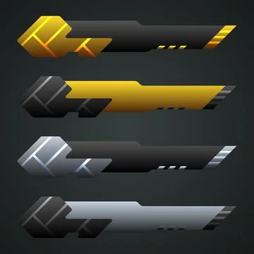 Gold and silver lower third title label banners for live streaming Stock Illustration