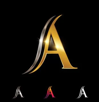 Gold and Silver Monogram Logo Letter A Sign Illustrazione stock