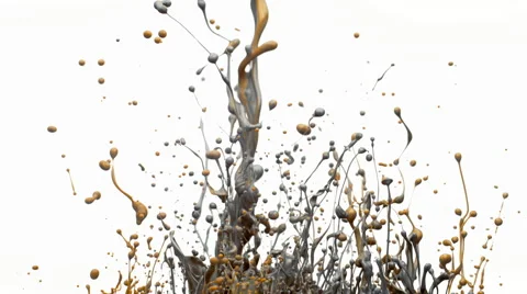Gold and silver paint bouncing and making splash. Slow Motion. Stock Footage 55421098