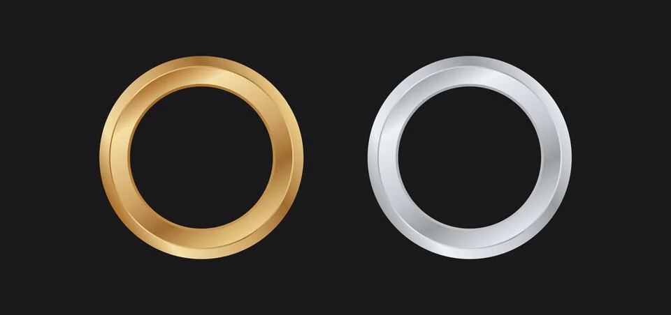 Gold and silver ring frame template Stock Illustration