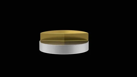 The gold and silver segment of the pie chart is split on black. Stock Footage 338286990