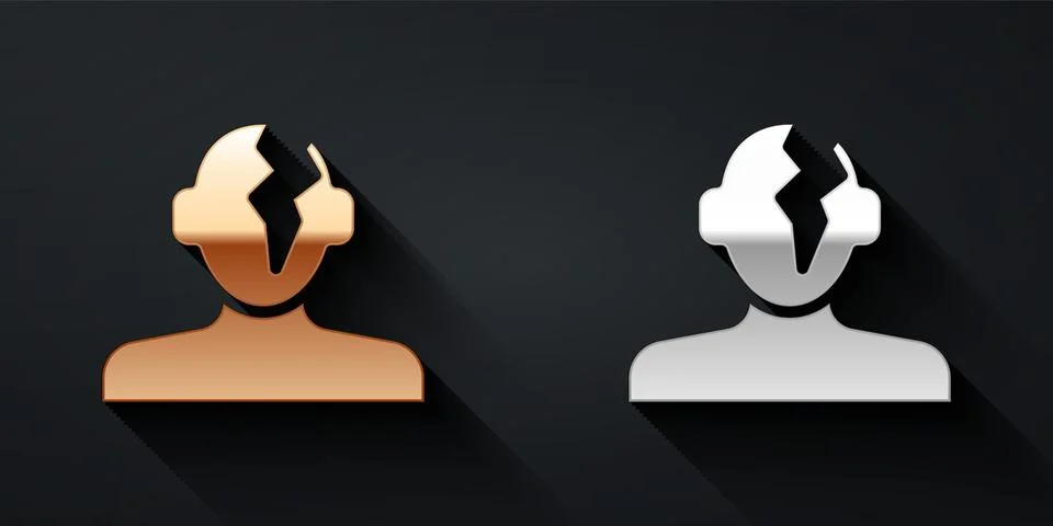 Gold and silver Solution to the problem in psychology icon isolated on black 스톡 일러스트