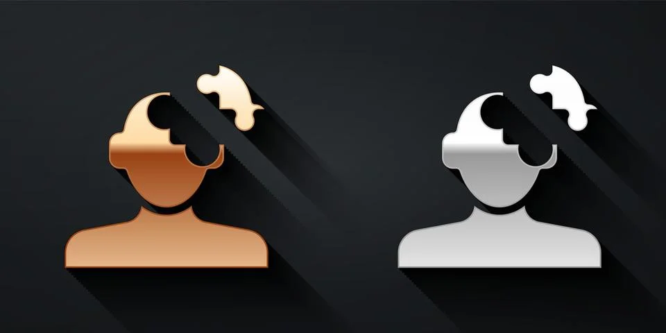 Gold and silver Solution to the problem in psychology icon isolated on black Stock Illustration