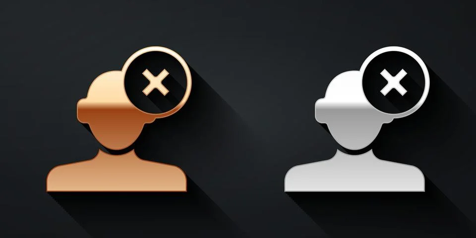 Gold and silver Solution to the problem in psychology icon isolated on black  Illustrazione stock