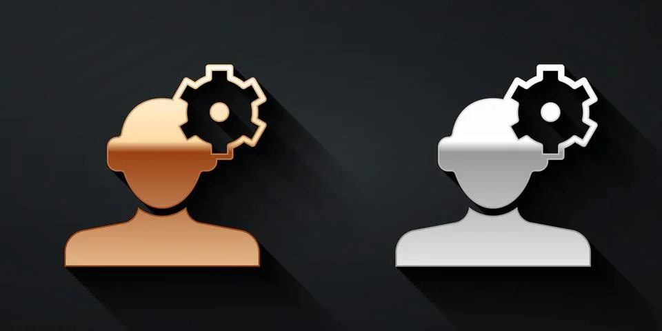 Gold and silver Solution to the problem in psychology icon isolated on blac.. Stock Illustration