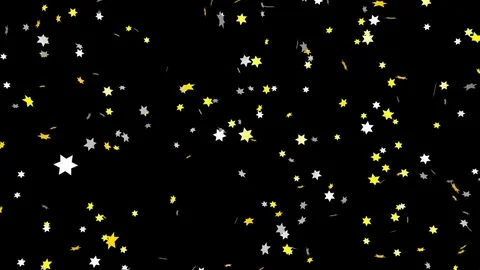 Gold and silver star confetti - seamless looping, alpha and 4K Stock Footage 80409588