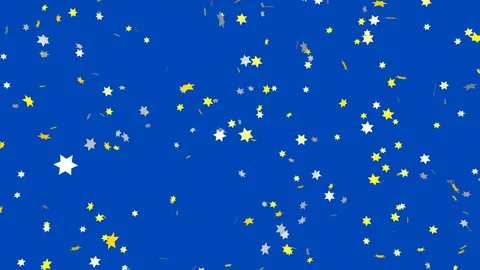 Gold and silver star confetti - seamless looping, blue screen and 4K Stock Footage 80409792
