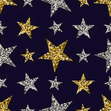 Gold and silver stars. Stock Illustration
