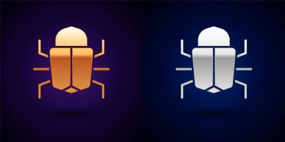Gold and silver System bug concept icon isolated on black background. Code bug Illustrazione stock