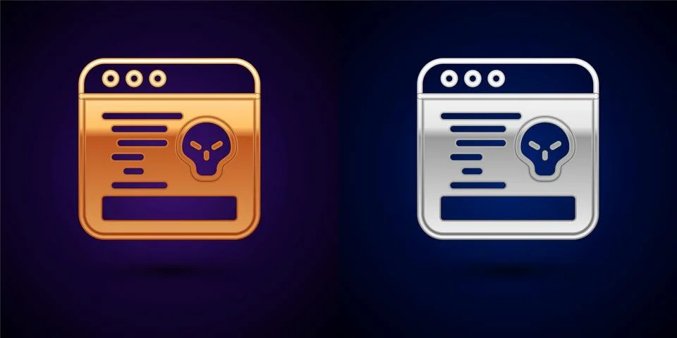 Gold and silver System bug concept icon isolated on black background. Code bug Stock Illustration