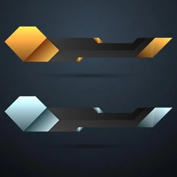 Gold and silver technology lower third banner bar for screen broadcast Stock Illustration