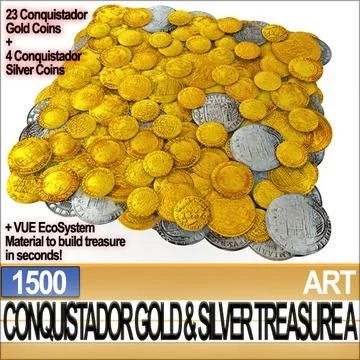 Gold And Silver Treasure Conquistador A 1500 3D Model
