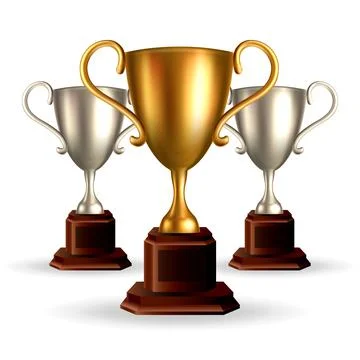 Gold and silver trophy cup. Realistic 3d vector illustration Stock Illustration