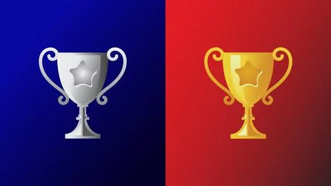 Gold and silver trophy icon Stock Illustration