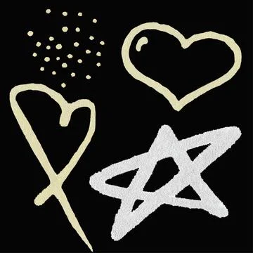Gold and silver vector elements heart and star	 Stock Illustration
