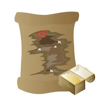 Gold and treasure map vector Stock Illustration