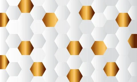 Gold and white honey hexagonal cells texture. Mosaic or speaker fabric shape Stock Illustration