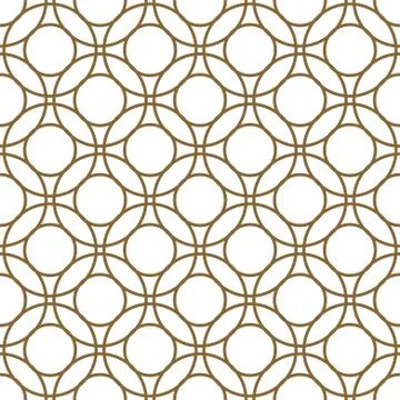 Gold and white overlapping circles seamless vector pattern. Illustrazione stock