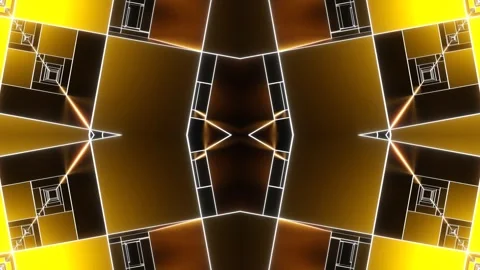 Gold and White Square Output Kaleidoscope Background VJ Loop in 4K Stock Footage 337056120