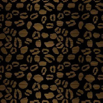 Gold Animal Print Repeat Pattern Design on Black Background with Leopard Spot Stock Illustration